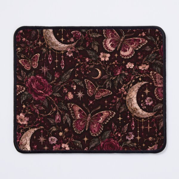 Item preview, Dark Gothic Butterfly & Rose Crescent Moon Pattern designed and sold by AzsjaysStudio.