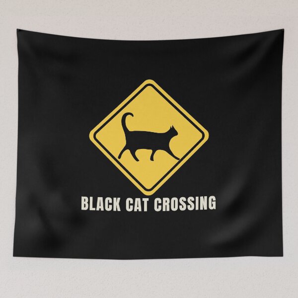 Item preview, Black Cat Crossing Halloween Road Sign designed and sold by C-O-O-L.
