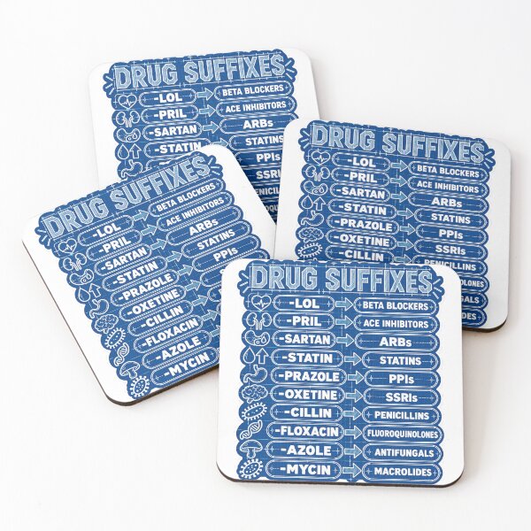 Item preview, Drug Suffixes Pharmacology Nursing Student Sticker Blueprint designed and sold by isokinetic.