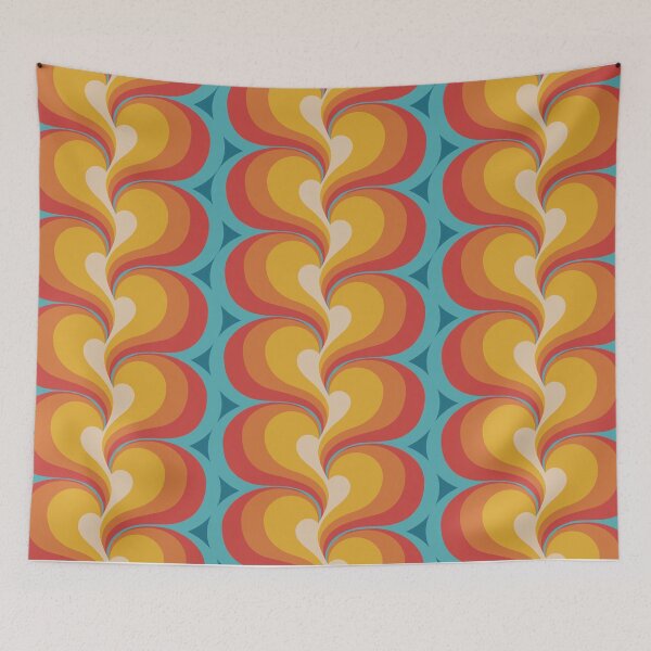 Item preview, Orange Red and Turquoise Swirly Geometric Curves designed and sold by Eyestigmatic.