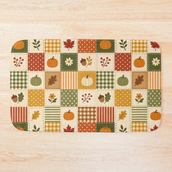 Item preview, Autumn Patchwork Quilt Pattern Fall Pumpkin Acorn designed and sold by Little-Miracle.