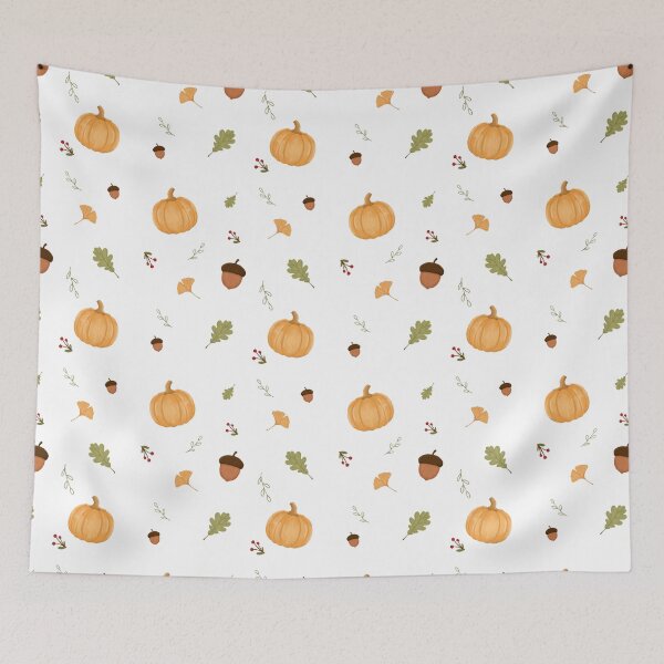 Item preview, Minimalist Autumn Pumpkin Acorn Leaves Seamless Pattern designed and sold by Little-Miracle.