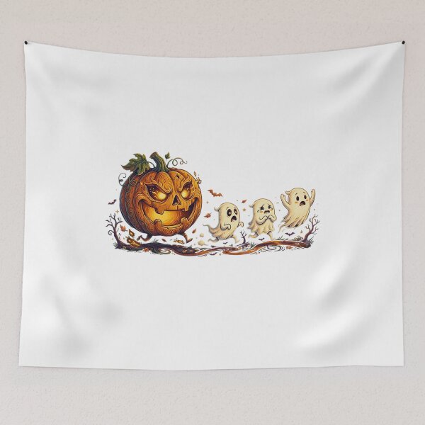Item preview, Funny Halloween Pumpkin Chasing Bats designed and sold by bilal sibgui.