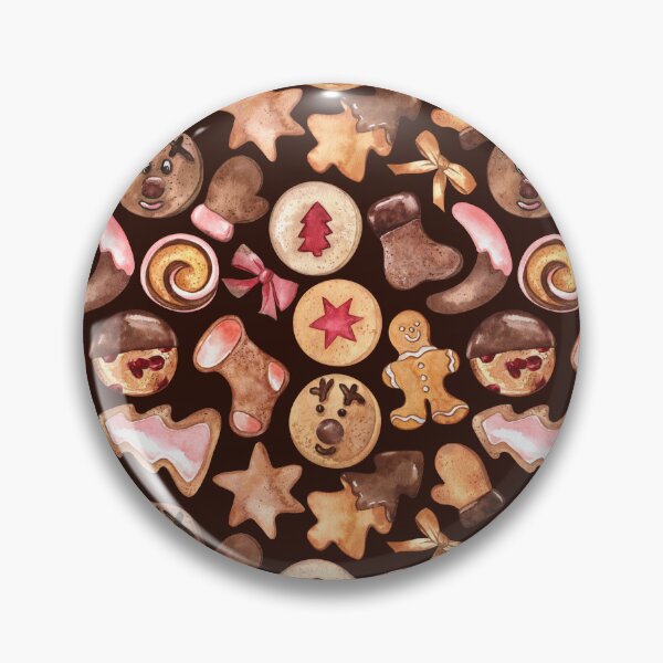 Item preview, Christmas Cookies Festive Pattern on Chocolate-Brown Background designed and sold by Flowersforbear.