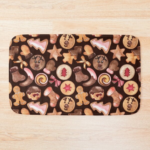 Item preview, Christmas Cookies Festive Pattern on Chocolate-Brown Background designed and sold by Flowersforbear.