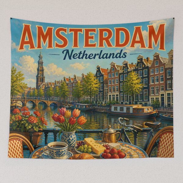 Item preview, Amsterdam Netherlands - Scenic Style Travel Poster designed and sold by LSVart.
