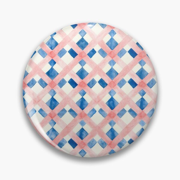 Item preview, Hand-Painted Watercolor Pink and Blue Diamond Lattice Pattern designed and sold by Emily Waters.