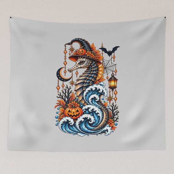 Item preview, Halloween Seahorse Ocean Witch Hat – Spooky Coastal Sea Life Art designed and sold by Dreamy Ocean Art.