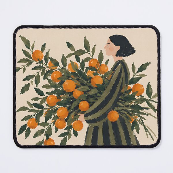 Item preview, Woman Carrying Orange Tree Branches Modern Folk Art designed and sold by artswag.