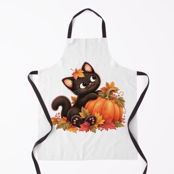 Item preview, Cute Black Cat with Pumpkin and Autumn Leaves designed and sold by INVITOARTE.