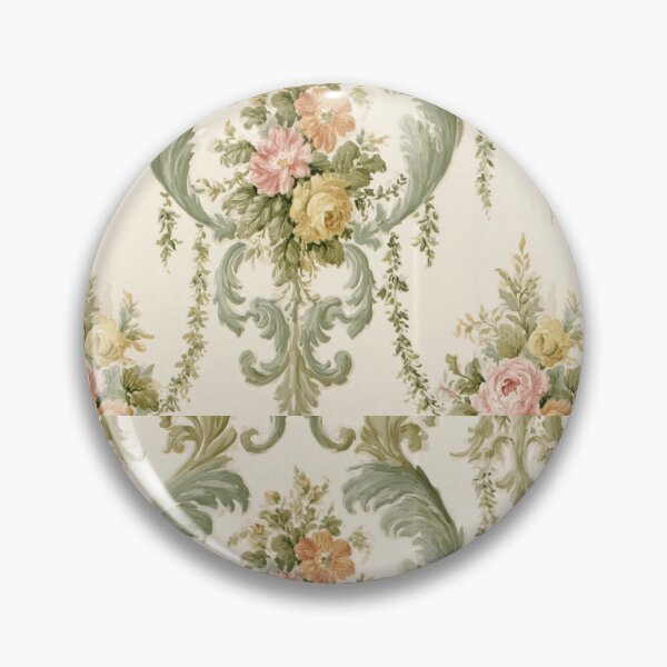 Item preview, Elegant Vintage Watercolor Floral Wallpaper with Green Scrollwork designed and sold by Emily Waters.