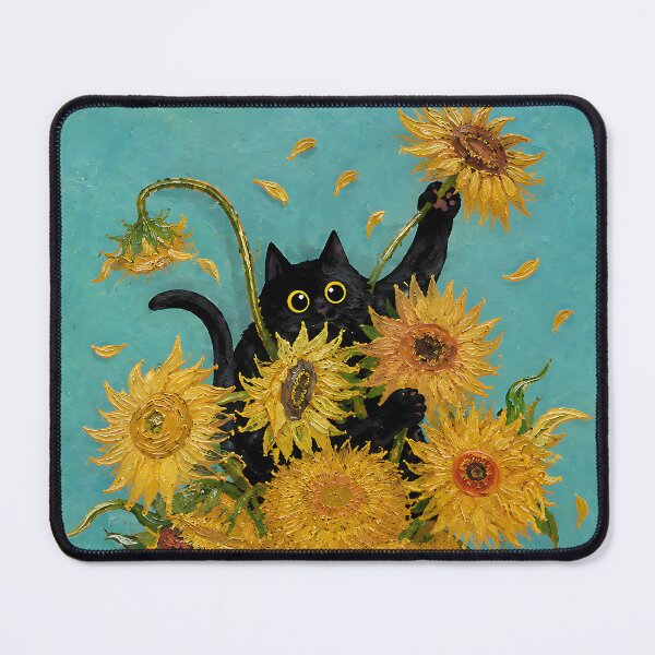 Item preview, Black Cat in Van Gogh Sunflowers Art Parody designed and sold by artswag.