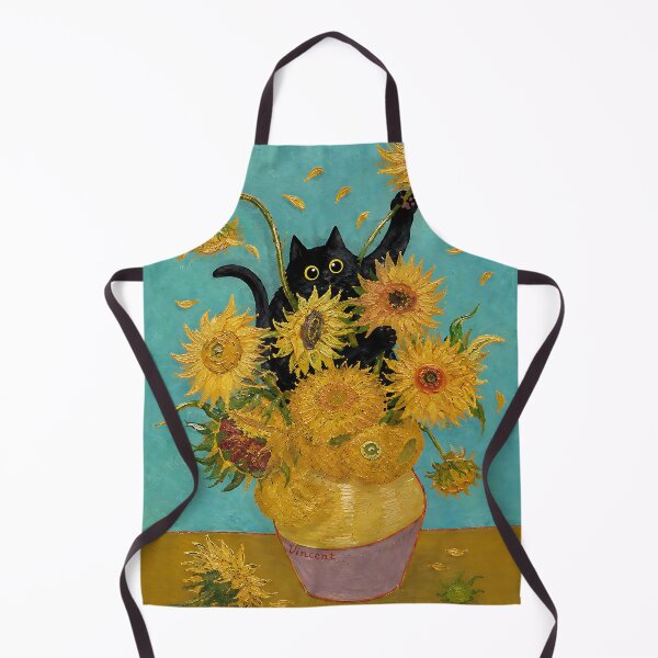 Item preview, Black Cat in Van Gogh Sunflowers Art Parody designed and sold by artswag.