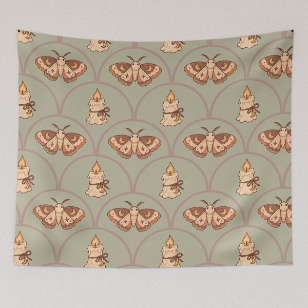 Item preview, Moth & Candle - Cozy Witchy Pattern designed and sold by Lunebriar.