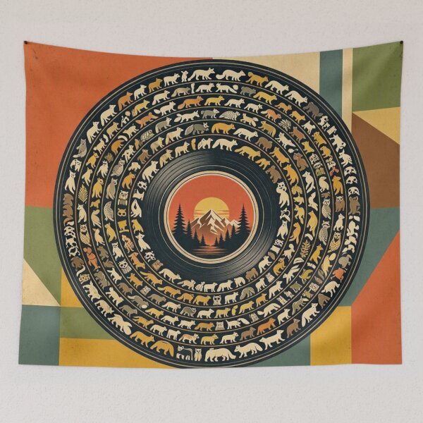 Item preview, Wildlife Symphony – Animal Vinyl Record Nature Art designed and sold by Dogandesighn.