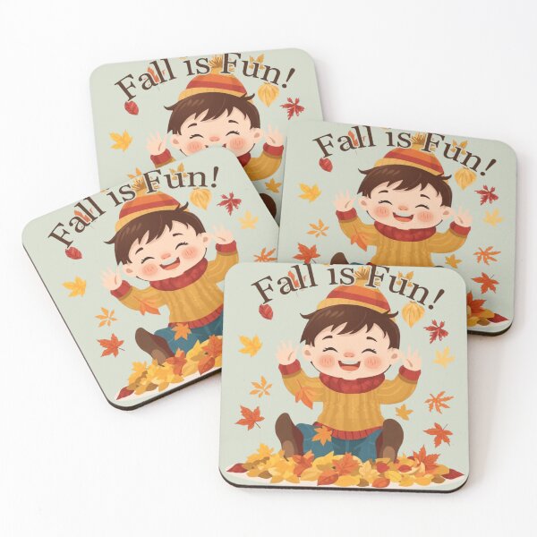 Item preview, Happy Boy Playing in Autumn Leaves Cute Fall Kids Illustration designed and sold by Little-Miracle.