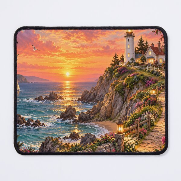 Item preview, Lighthouse overlooking the emerald green coast designed and sold by _ARLUNA_.