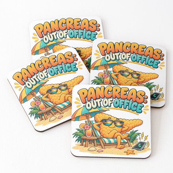 Item preview, Pancreas Out of Office – Funny Diabetes Beach Cartoon designed and sold by PiANNE.