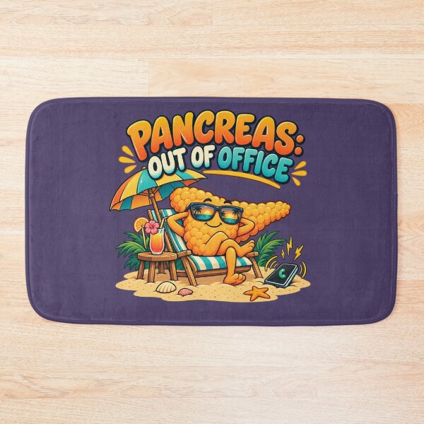 Item preview, Pancreas Out of Office – Funny Diabetes Beach Cartoon designed and sold by PiANNE.