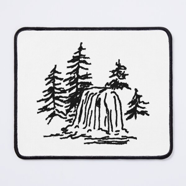 Item preview, Minimalist Ink Brush Painting of Pine Trees and Waterfall designed and sold by Emily Waters.