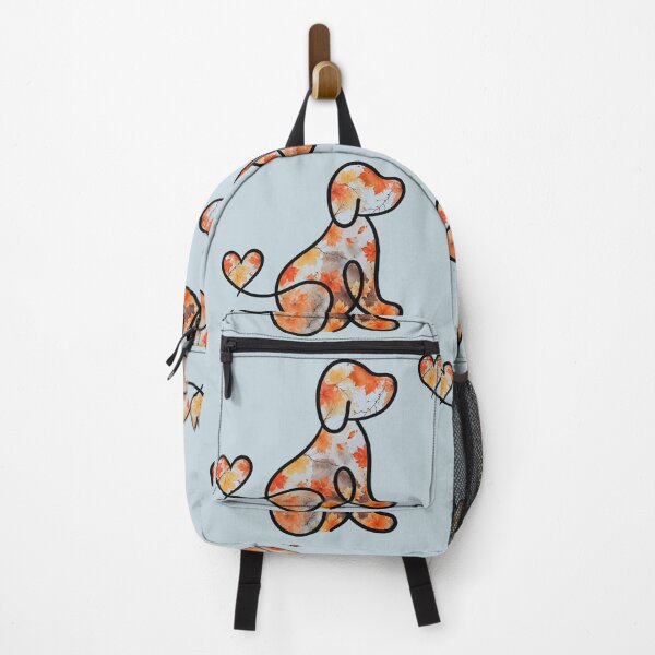Item preview, Autumn leaves /blue sky puppy with heart tail  designed and sold by Doodles Down South.