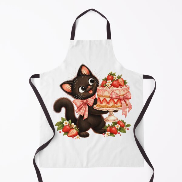 Item preview, Cute Black Cat with Strawberry Cake – Sweet Dessert designed and sold by INVITOARTE.