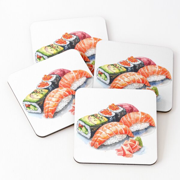 Item preview, Japanese Sushi Watercolor Illustration designed and sold by BetweenForms.