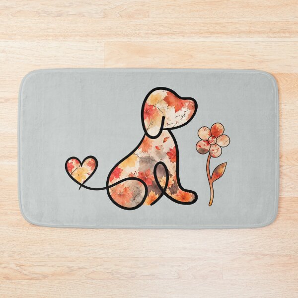 Item preview, Autumn leaves puppy with heart tail & flower designed and sold by Doodles Down South.