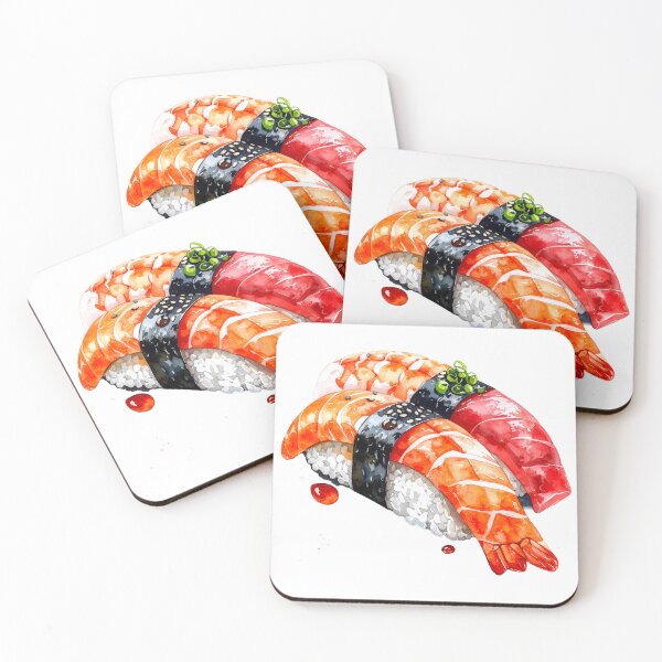Item preview, Japanese Sushi Watercolor Illustration designed and sold by BetweenForms.