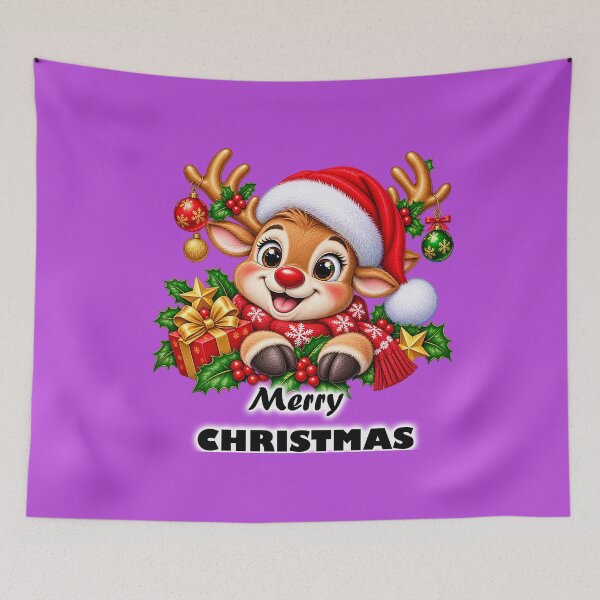 Item preview, Smiling Reindeer Santa Hat Christmas Printable Design designed and sold by annenambiro.