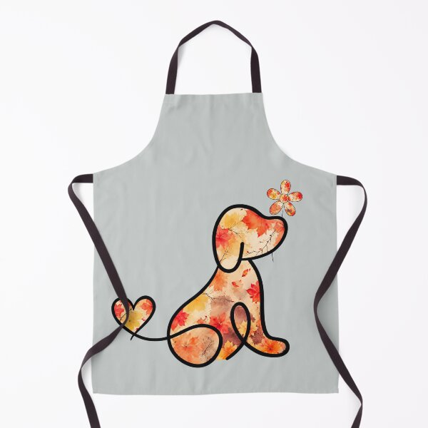 Item preview, Autumn leaves puppy with heart tail holding flower designed and sold by Doodles Down South.