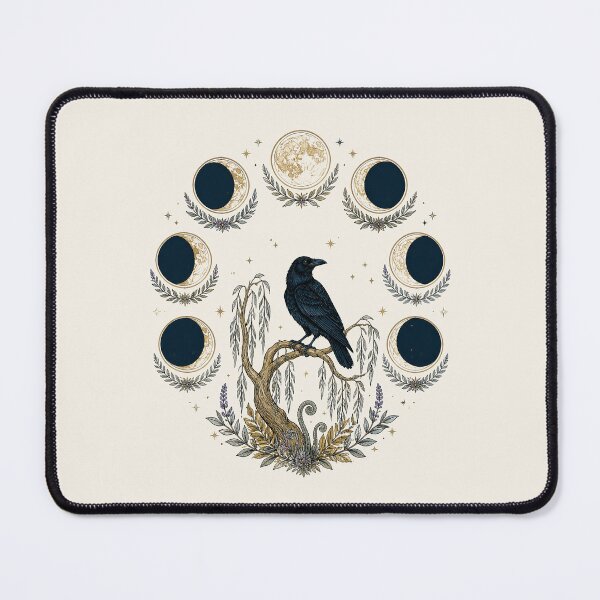 Item preview, Moon Phases Raven Botanical Dark Academia Celestial Art designed and sold by ZoomTaDesign.