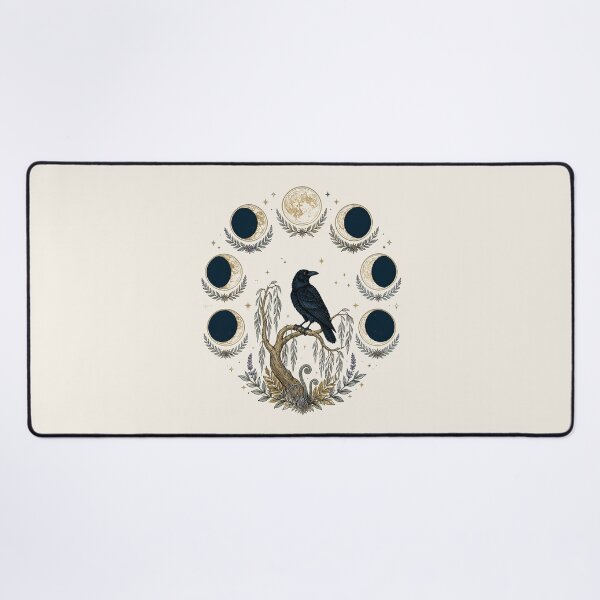Item preview, Moon Phases Raven Botanical Dark Academia Celestial Art designed and sold by ZoomTaDesign.