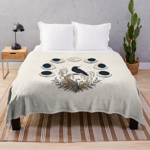 Item preview, Moon Phases Raven Botanical Dark Academia Celestial Art designed and sold by ZoomTaDesign.