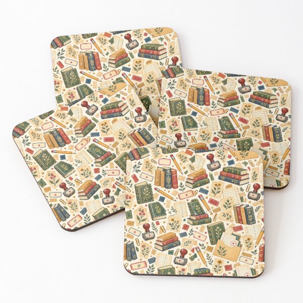 Item preview, Vintage Library Checkout Pattern – Bookish Ephemera Seamless Repeat designed and sold by astersgraphics.