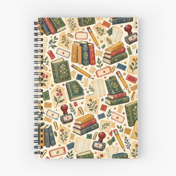 Item preview, Vintage Library Checkout Pattern – Bookish Ephemera Seamless Repeat designed and sold by astersgraphics.