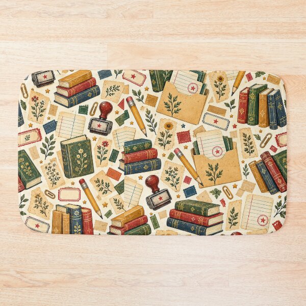 Item preview, Vintage Library Checkout Pattern – Bookish Ephemera Seamless Repeat designed and sold by astersgraphics.