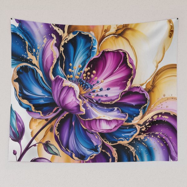 Item preview, Blue flower in a gold setting. designed and sold by elegantpaterns.