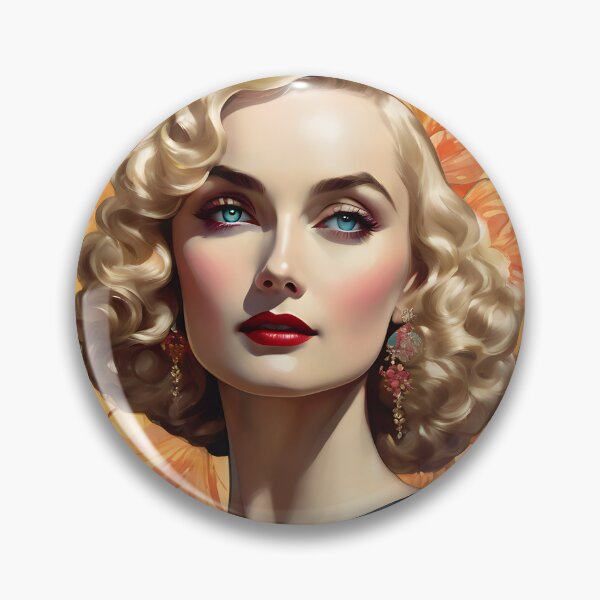 Item preview, Carole Lombard - Oblique Ink and Floral #24002 - Hollywood Legends Art Nouveau Illustration designed and sold by centuryretromedia.