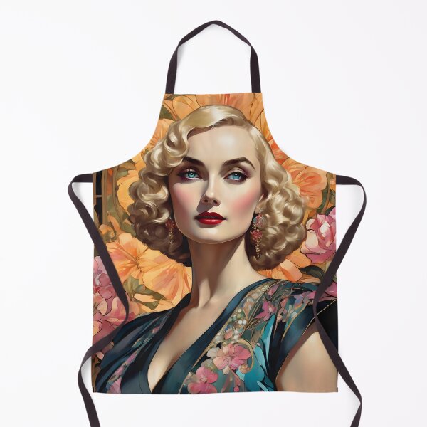 Item preview, Carole Lombard - Oblique Ink and Floral #24002 - Hollywood Legends Art Nouveau Illustration designed and sold by centuryretromedia.