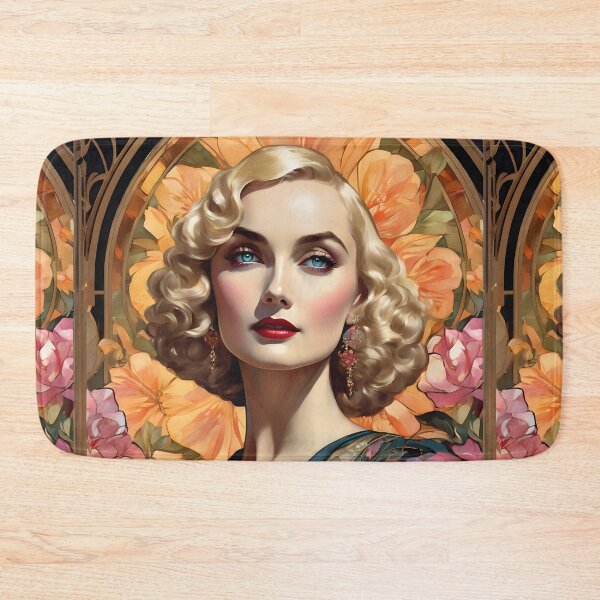 Item preview, Carole Lombard - Oblique Ink and Floral #24002 - Hollywood Legends Art Nouveau Illustration designed and sold by centuryretromedia.