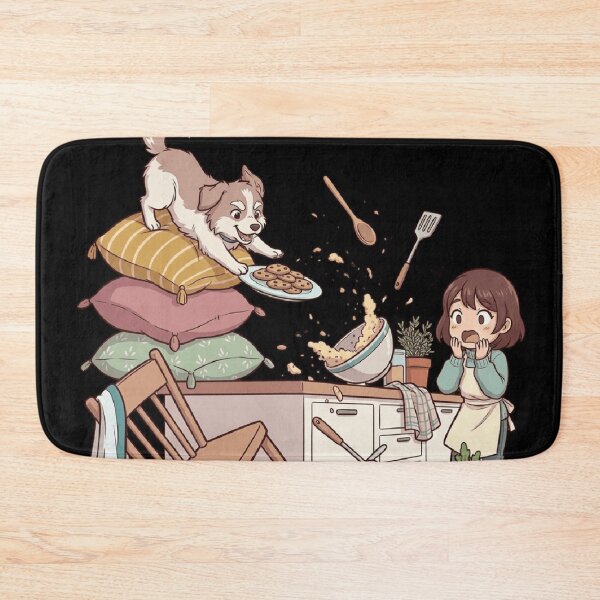 Item preview, Kitchen Chaos Mischievous Puppy Funny Dog Art    designed and sold by mood-draftsman.