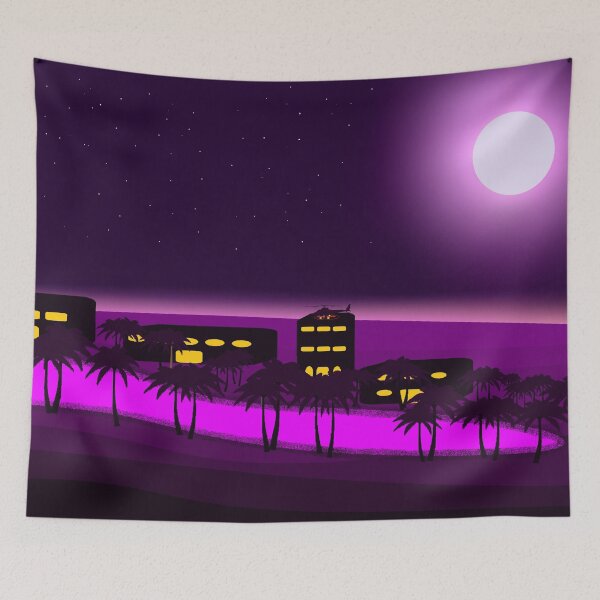 Item preview, Cyberpunk Neon Oasis in Purple Desert designed and sold by ArtisticJump.