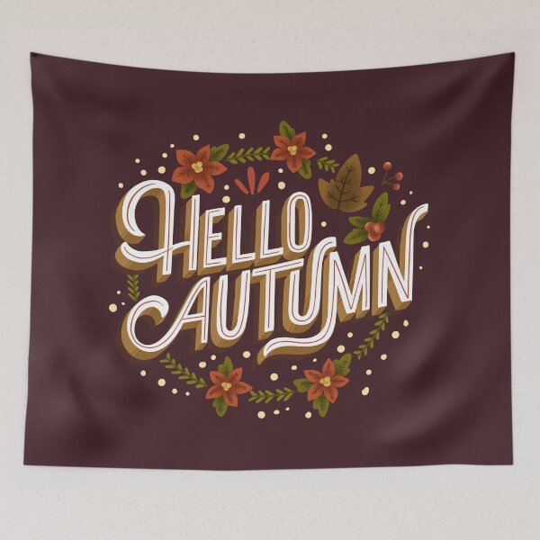 Item preview, Vintage Hello Autumn Wreath Typography Fall Floral Lettering designed and sold by Little-Miracle.