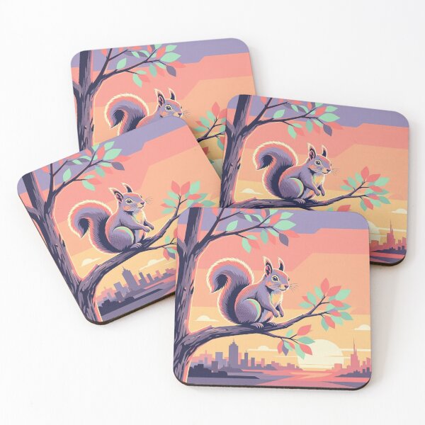Item preview, Urban Squirrel at Sunset – Retro Wildlife Illustration designed and sold by Dogandesighn.