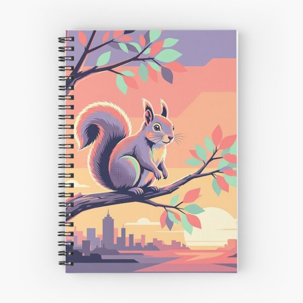 Item preview, Urban Squirrel at Sunset – Retro Wildlife Illustration designed and sold by Dogandesighn.