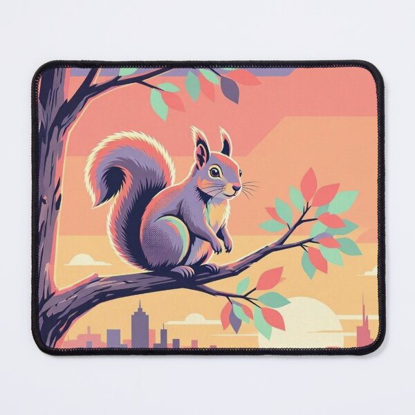 Item preview, Urban Squirrel at Sunset – Retro Wildlife Illustration designed and sold by Dogandesighn.