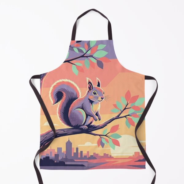 Item preview, Urban Squirrel at Sunset – Retro Wildlife Illustration designed and sold by Dogandesighn.