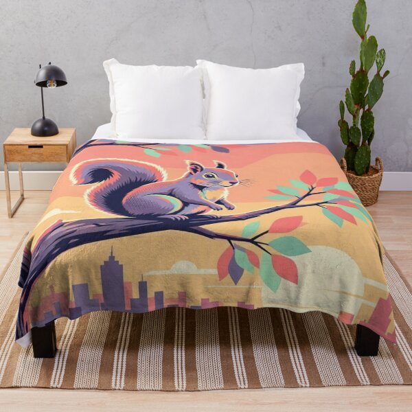 Item preview, Urban Squirrel at Sunset – Retro Wildlife Illustration designed and sold by Dogandesighn.