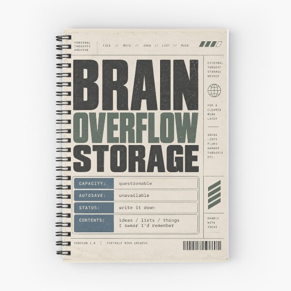 Item preview, Brain Overflow Storage – Funny Brain Dump Notebook Design designed and sold by astersgraphics.